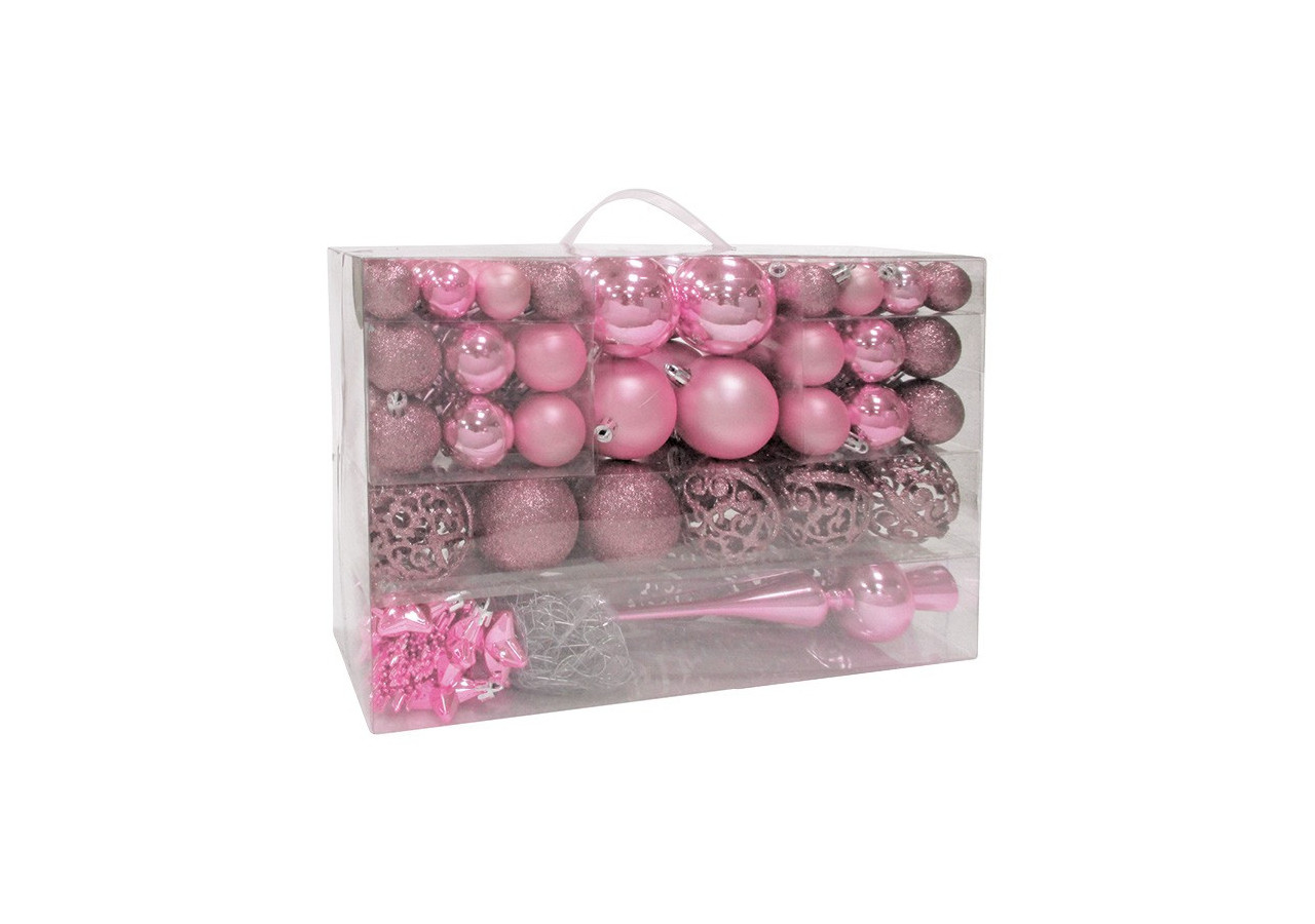 Ornements de Noël en plastique - 111 pièces Rose/Pink 3/4/6cm - 10028472 - WURM