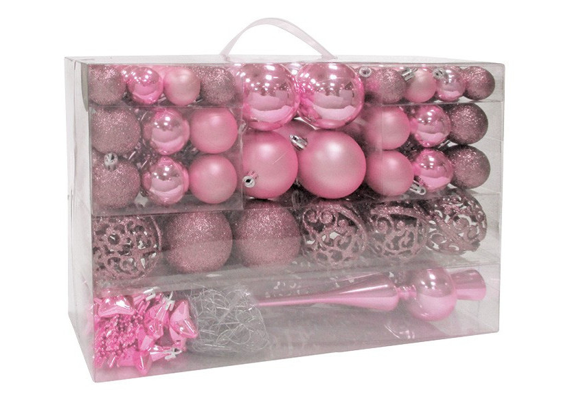 Ornements de Noël en plastique - 111 pièces Rose/Pink 3/4/6cm - 10028472 - WURM Ornements de Noël en plastique - 111 pièces Rose/Pink 3/4/6cm - 10028472 - WURM