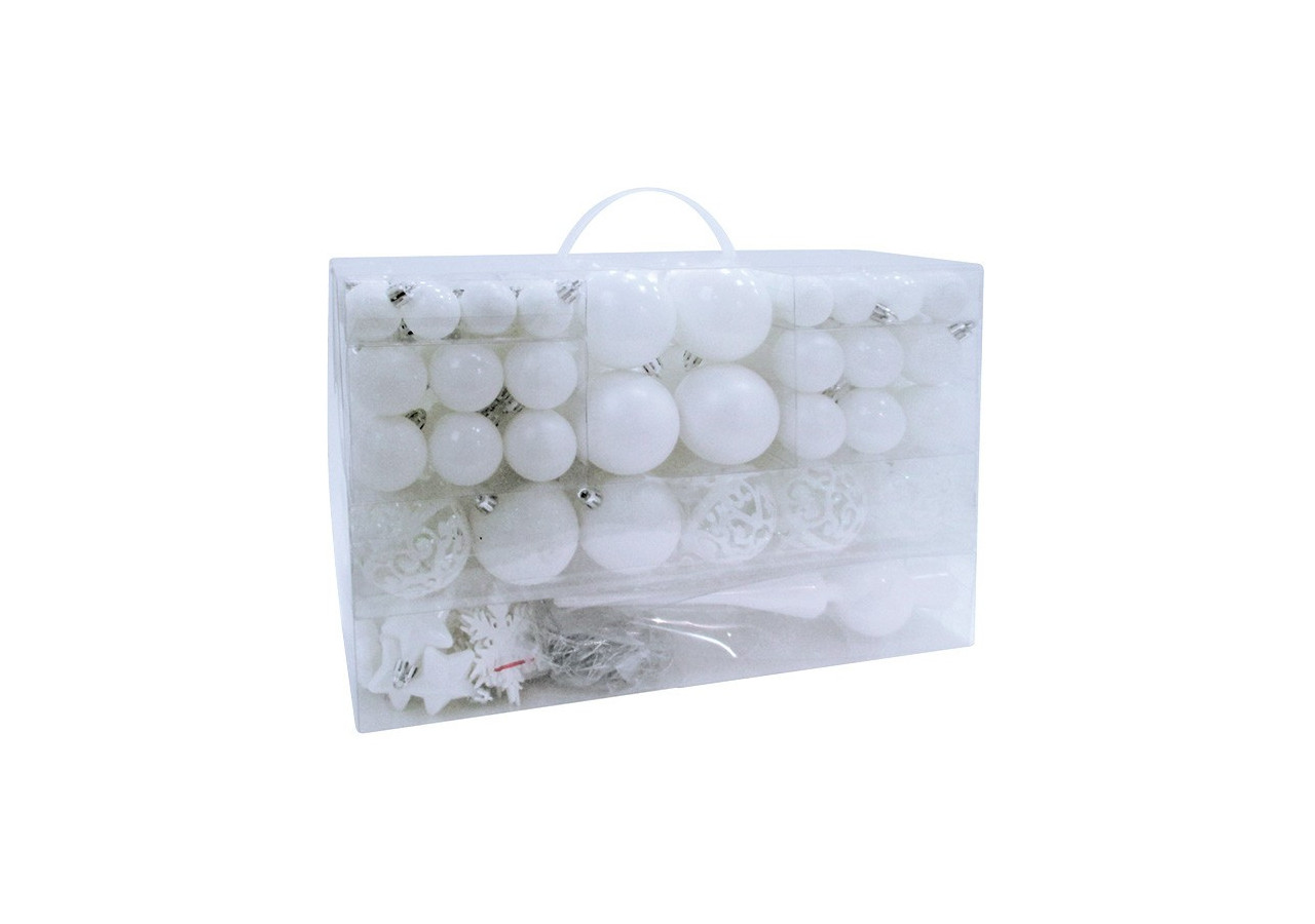 Ornements de Noël en plastique - 111 pièces Blanches 3/4/6cm - 10028470 - WURM