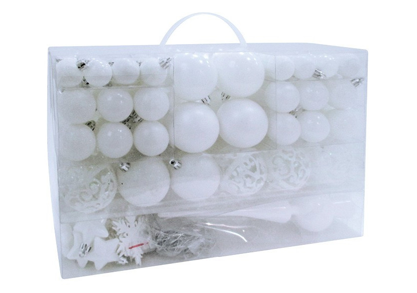 Ornements de Noël en plastique - 111 pièces Blanches 3/4/6cm - 10028470 - WURM Ornements de Noël en plastique - 111 pièces Blanches 3/4/6cm - 10028470 - WURM