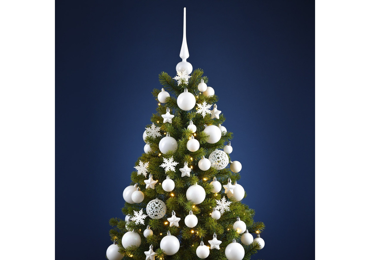 Ornements de Noël en plastique - 111 pièces Blanches 3/4/6cm - 10028470 - WURM