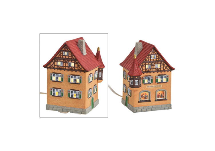 Maison lumineuse Wurm 'École de Musique' - Porcelaine Colorée 13x17x12cm - 10028386 - WURM