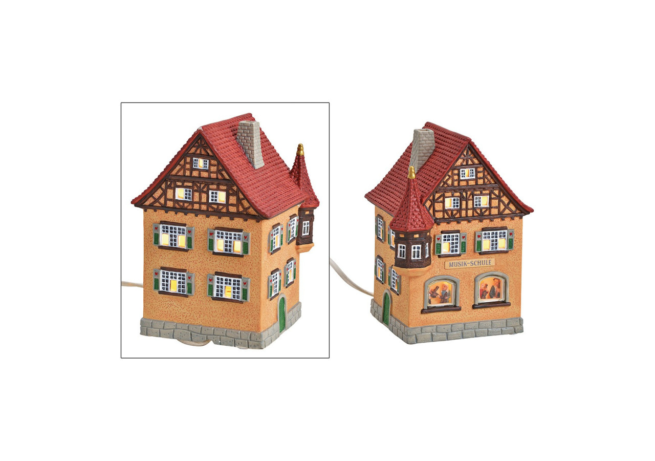Maison lumineuse Wurm 'École de Musique' - Porcelaine Colorée 13x17x12cm - 10028386 - WURM