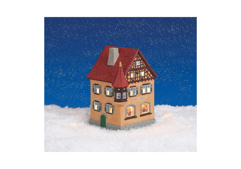 Maison lumineuse Wurm 'École de Musique' - Porcelaine Colorée 13x17x12cm - 10028386 - WURM