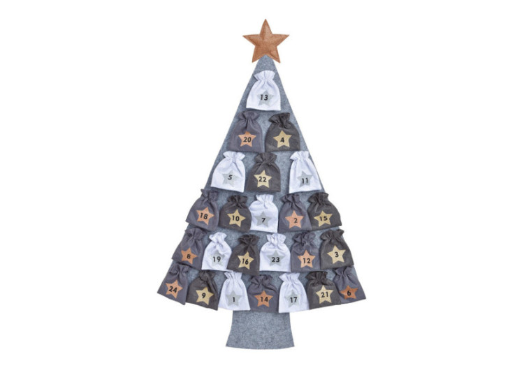 Calendrier de l'Avent Sapin - Feutre Gris 76x115x3cm - 10028346 - WURM