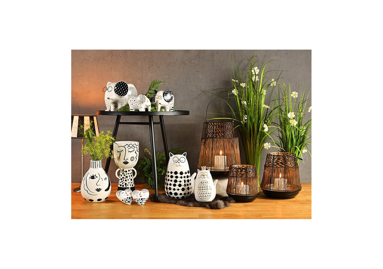 Vase Femme - Céramique noire et blanche 14 x 29 x 14cm - 10028192 - WURM