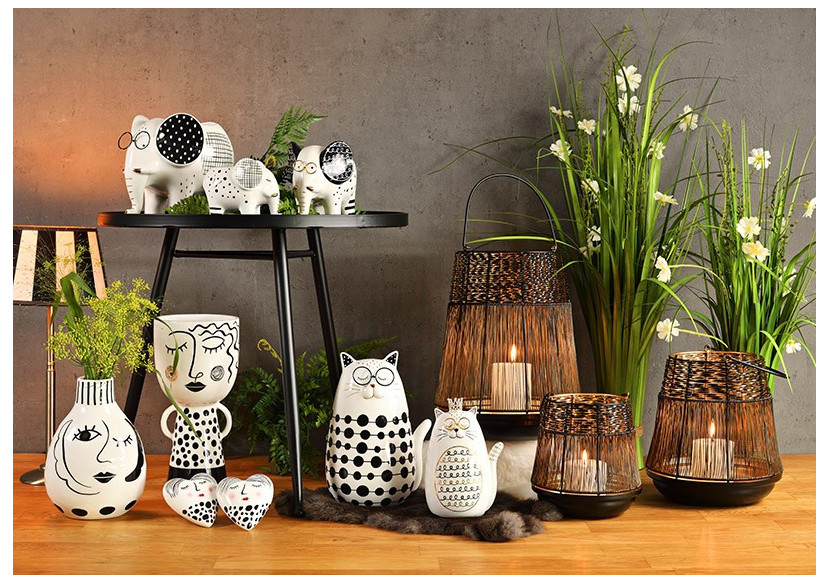 Vase Femme - Céramique noire et blanche 14 x 29 x 14cm - 10028192 - WURM