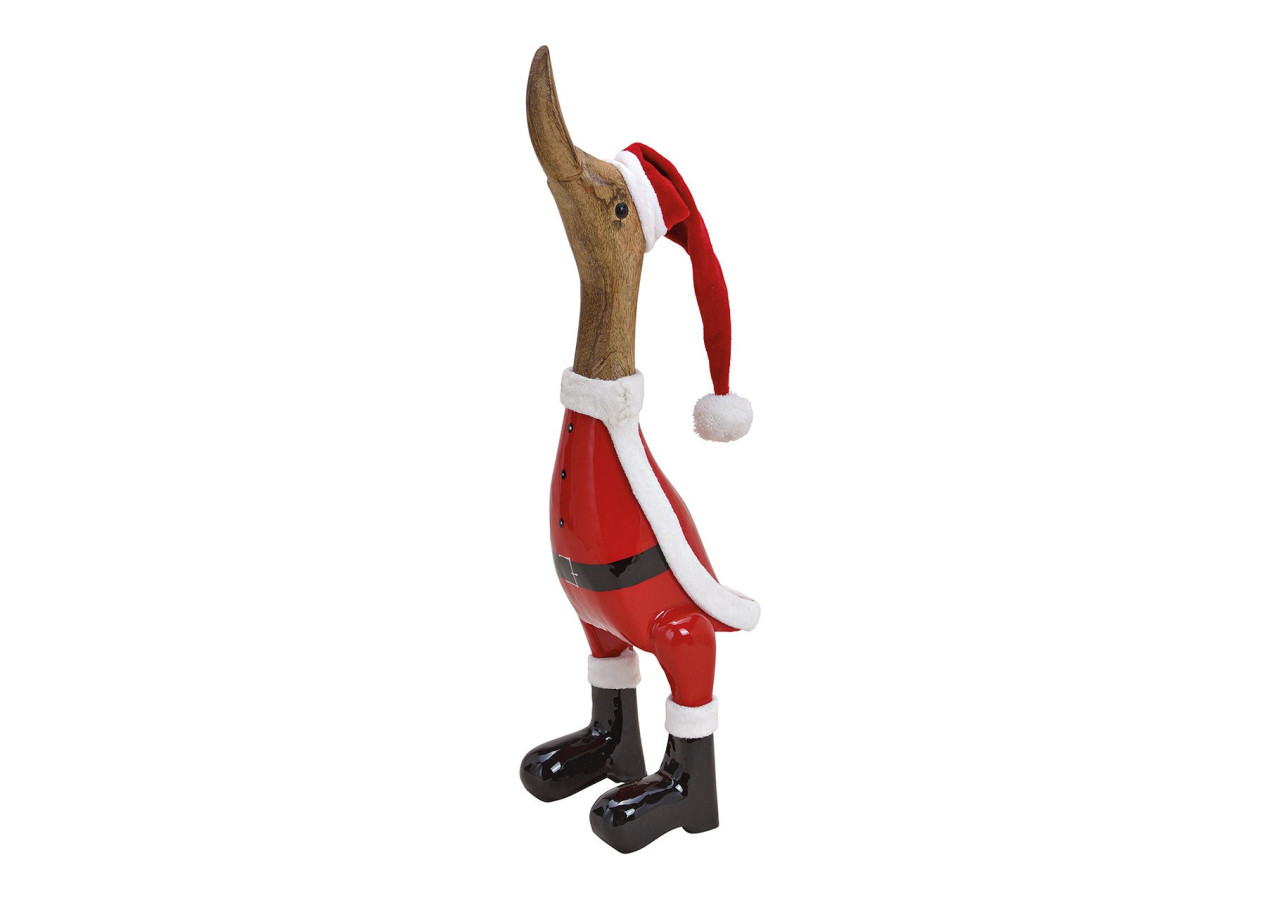 Canard en bois avec bonnet de Noël - Mangue rouge 16 x 46 x 15cm - 10028073 - WURM