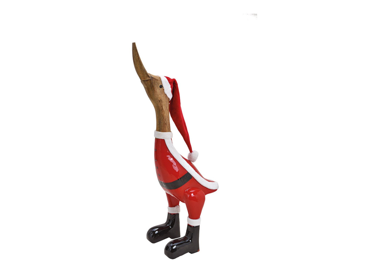 Canard en bois avec bonnet de Noël - Mangue rouge 20 x 58 x 17cm - 10028072 - WURM