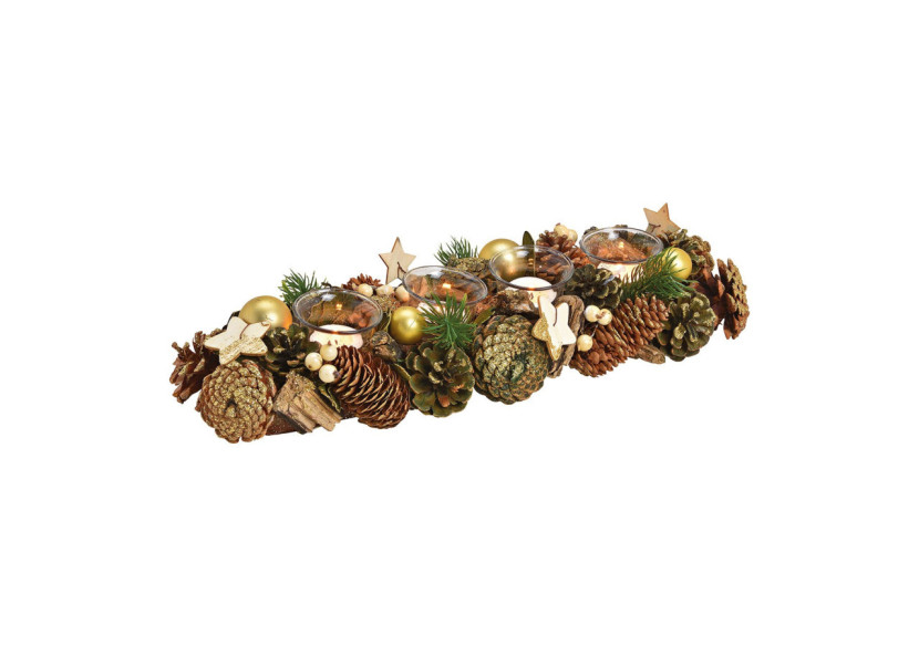 Centre de table de l'Avent - Bois et plastique brun et doré 45 x 9 x 17cm - 10027761 - WURM Centre de table de l'Avent - Bois et plastique brun et doré 45 x 9 x 17cm - 10027761 - WURM