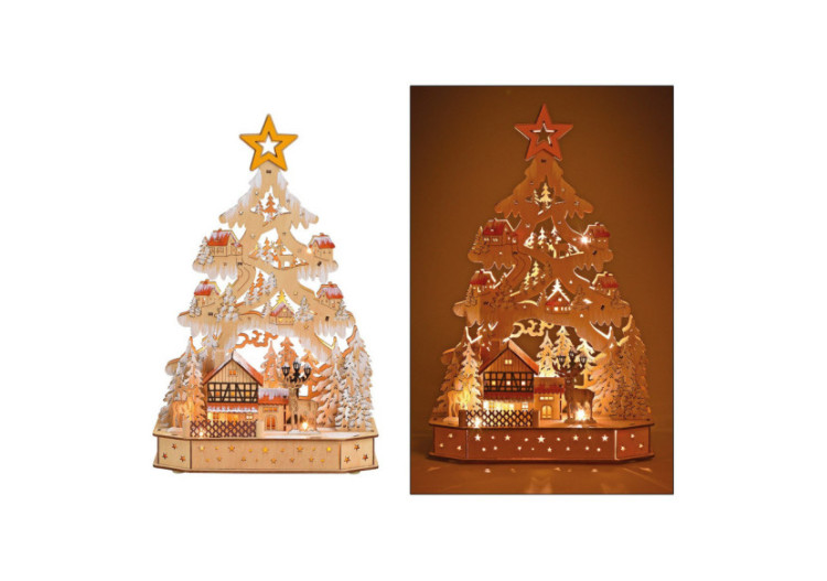 Lumière d'Ambiance en Bois - Lanterne LED 26x40x11cm - 10027508 - WURM