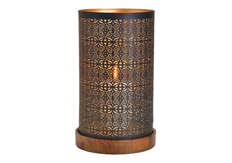 Lanterne sur Socle en Bois - Métal Noir 16x28x16cm - 10027329 - WURM