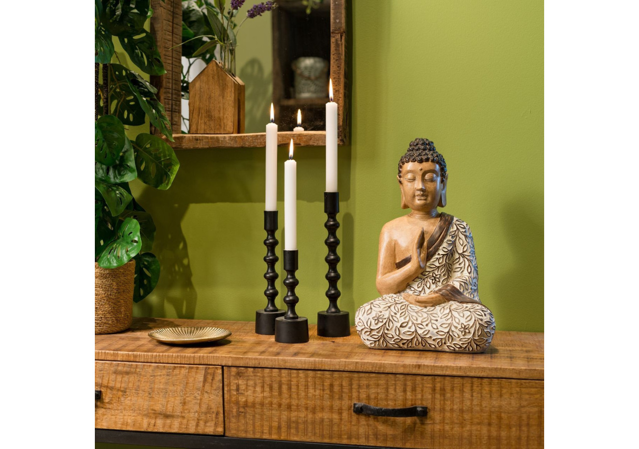 Statue de Bouddha assis en polyuréthane beige - 23x19x37cm - 10027213 - WURM