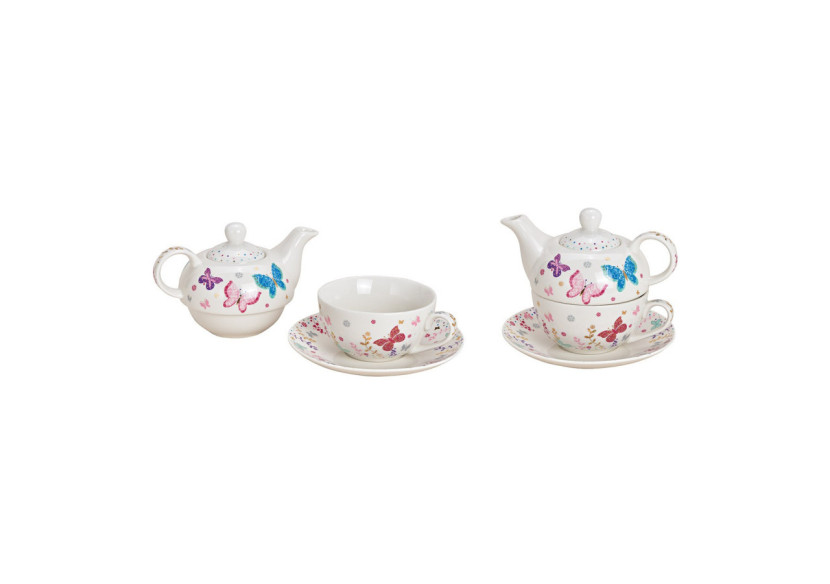 Ensemble de thé Papillon - Porcelaine blanche 3 pièces (17x15x17cm) 400/300ml - 10026441 - WURM