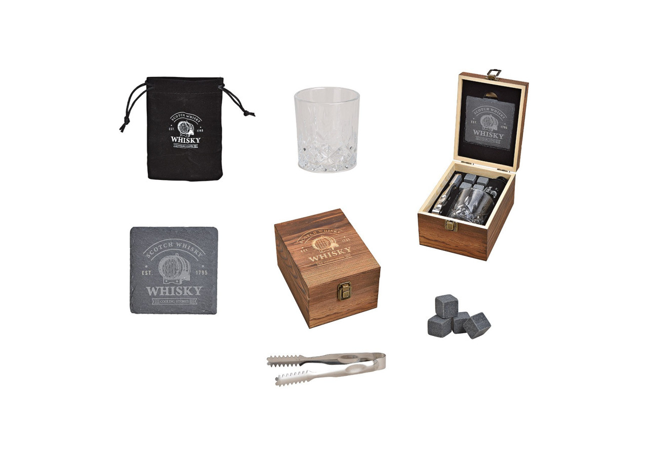 Set de whisky - Glaces en basalte et verre transparent 14x20x11cm - 10026120 - WURM