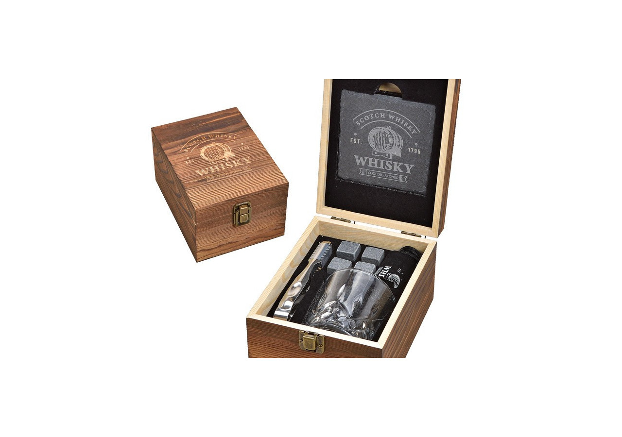 Set de whisky - Glaces en basalte et verre transparent 14x20x11cm - 10026120 - WURM