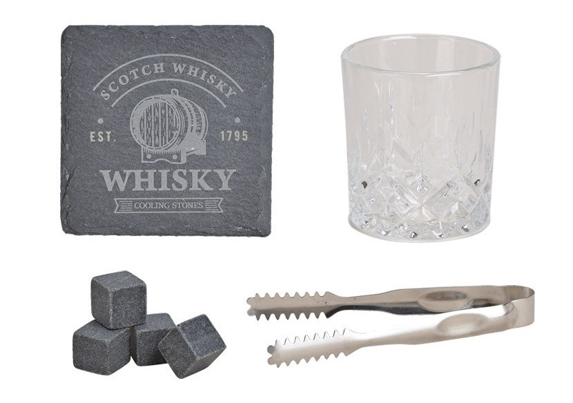 Set de whisky - Glaces en basalte et verre transparent 14x20x11cm - 10026120 - WURM