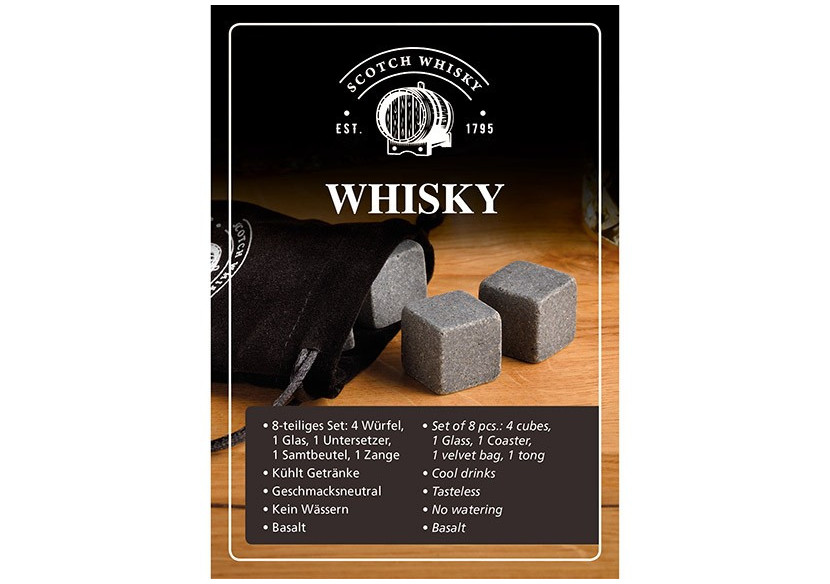 Set de whisky - Glaces en basalte et verre transparent 14x20x11cm - 10026120 - WURM