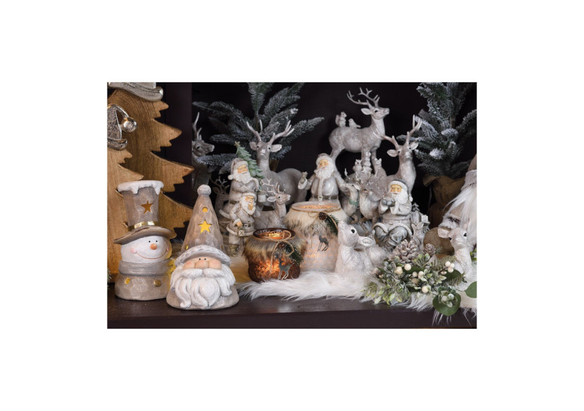 Scène de Noël avec animaux - Poly argenté 16x19x13cm - 10026115 - WURM