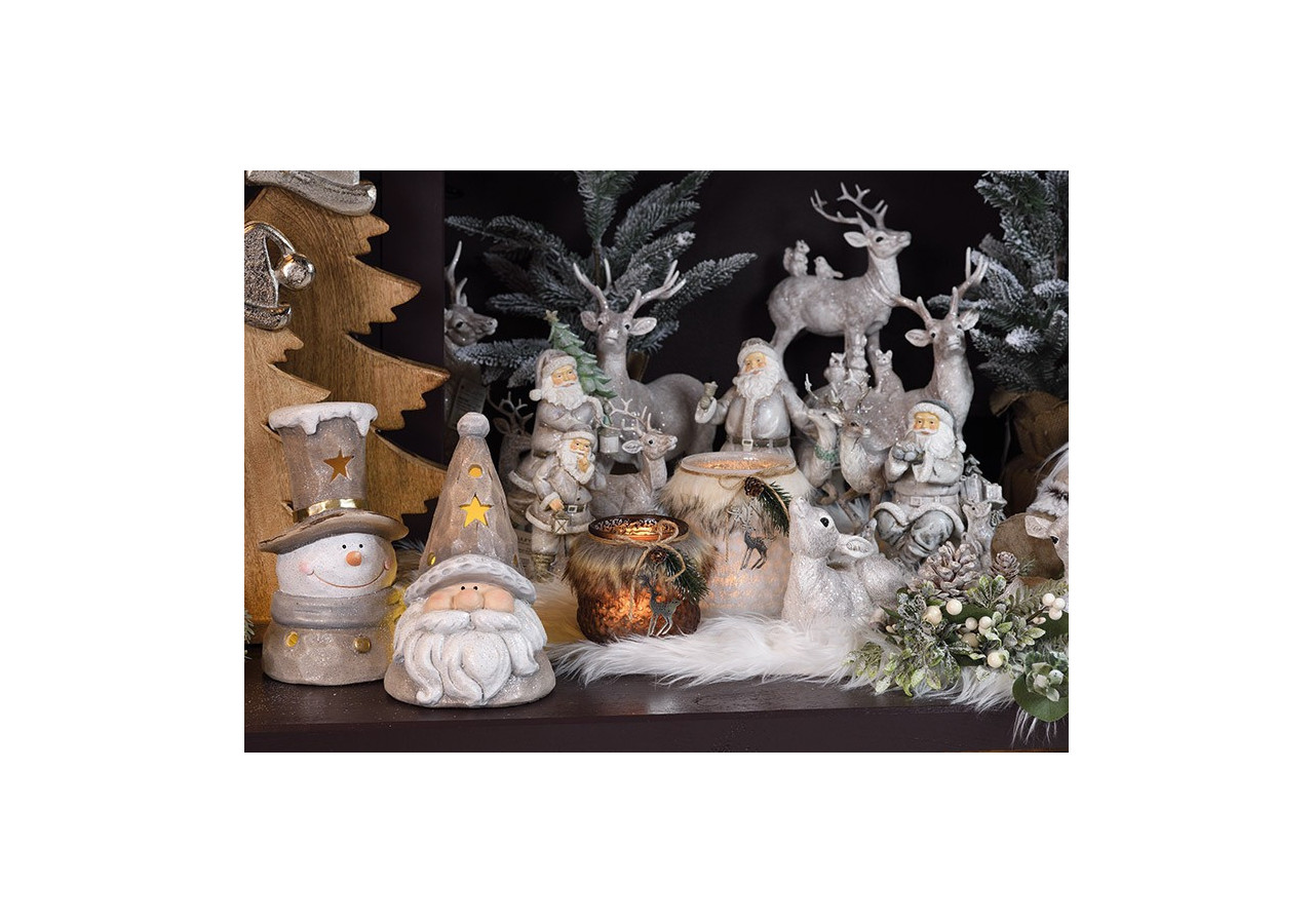 Scène de Noël avec animaux - Poly argenté 16x19x13cm - 10026115 - WURM