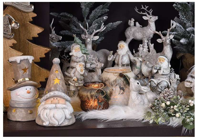 Scène de Noël avec animaux - Poly argenté 16x19x13cm - 10026115 - WURM