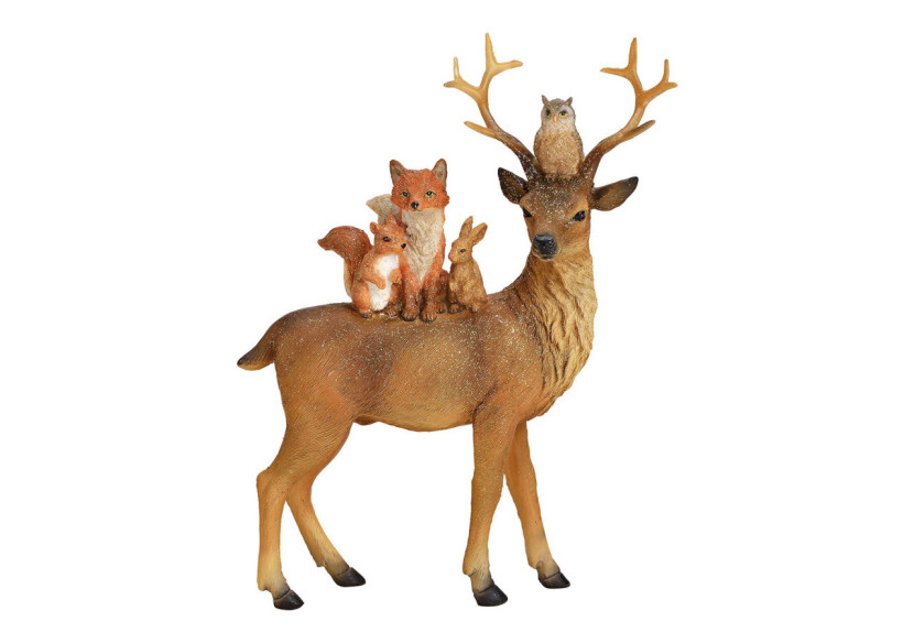 Cerf en Poly avec Glitter - Décoration Brune 16x25x5cm - 10026068 - WURM