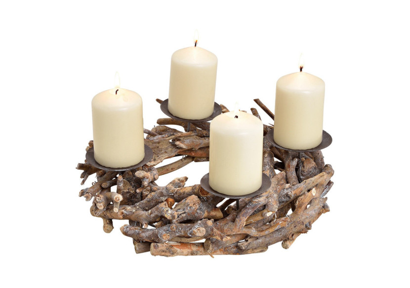 Bougeoir de Noël en bois et métal - 30 x 8 x 30 cm - 10025656 - WURM