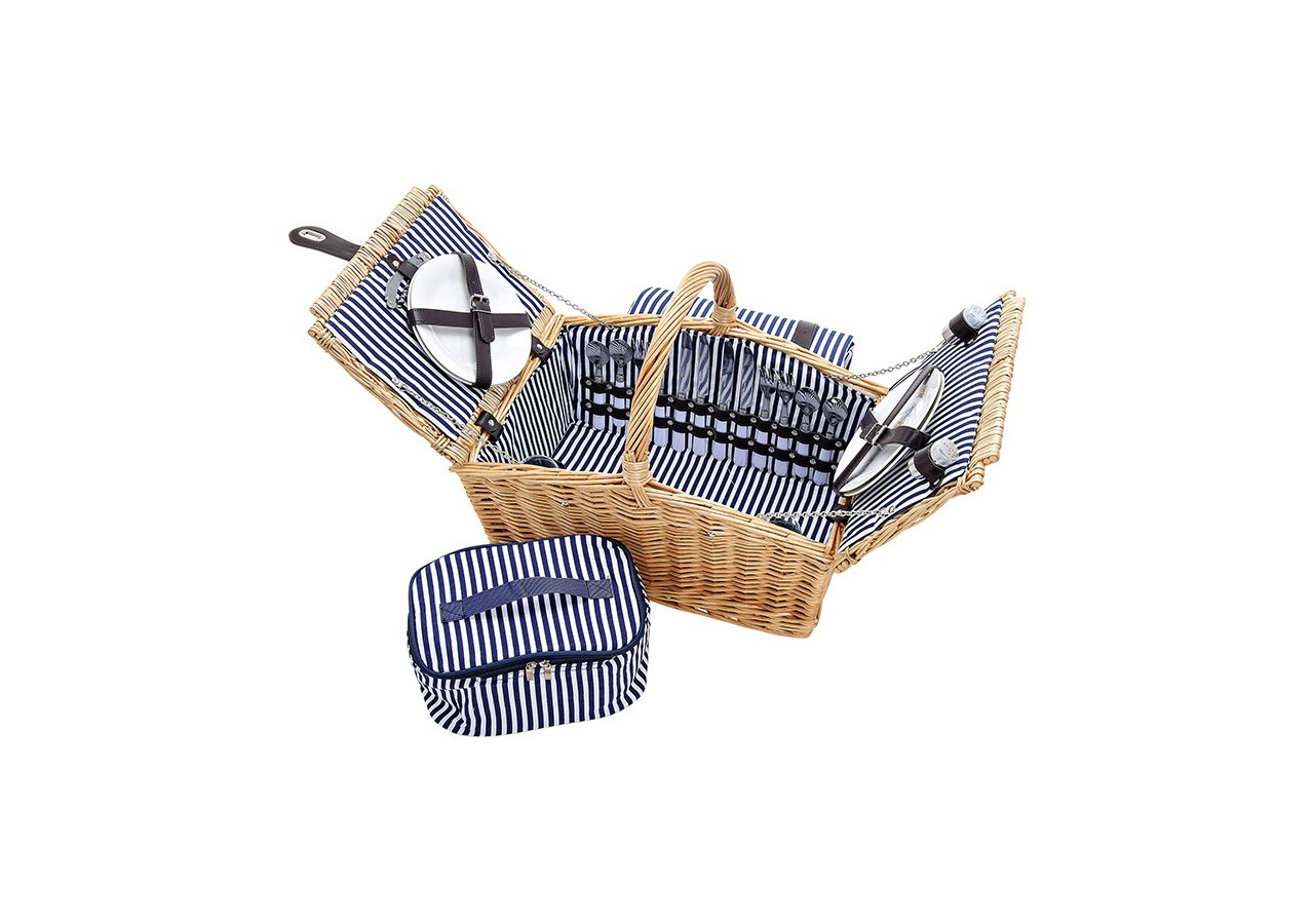 Panier de pique-nique pour 4 personnes - Osier, 26 pièces, 48x32x40cm - 10024124 - WURM