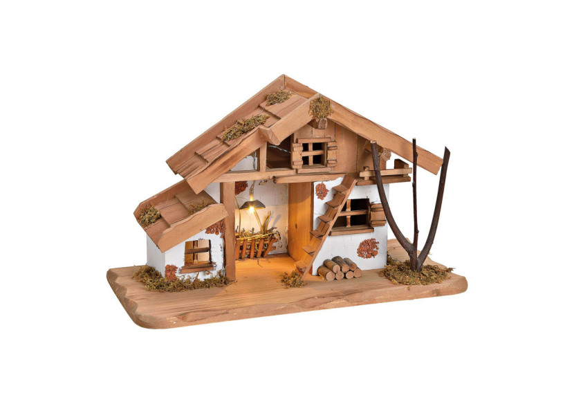 Maison de crèche avec éclairage LED - Pin et MDF, 39x23x19cm - 10023664 - WURM