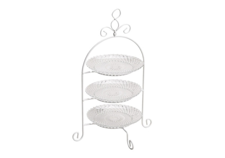 Étagère à 3 Niveaux avec Motif Losange en Verre et Métal Transparent - 22x37x22cm - 10023446 - WURM