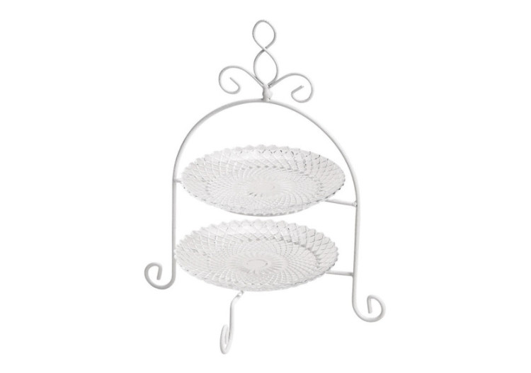 Étagère à 2 Niveaux avec Motif Losange en Verre et Métal Transparent - 22x28x22cm - 10023445 - WURM