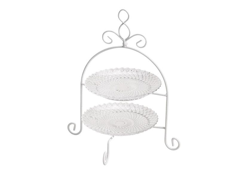 Étagère à 2 Niveaux avec Motif Losange en Verre et Métal Transparent - 22x28x22cm - 10023445 - WURM