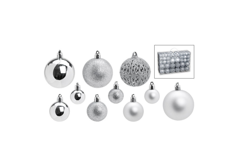 Ornements de Noël - 100 boules en plastique argentées 3/4/6cm - 10023309 - WURM Ornements de Noël - 100 boules en plastique argentées 3/4/6cm - 10023309 - WURM