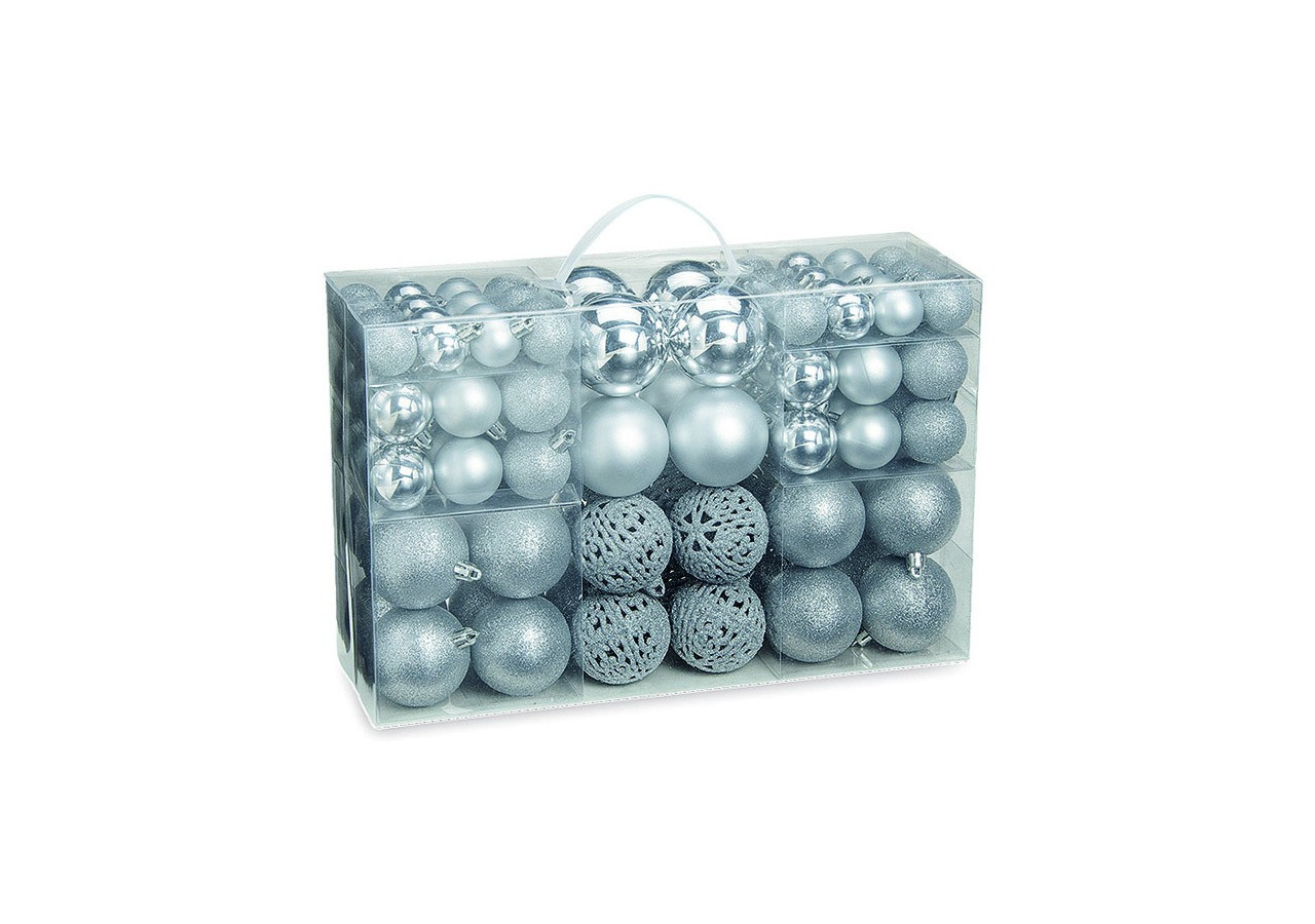 Ornements de Noël - 100 boules en plastique argentées 3/4/6cm - 10023309 - WURM