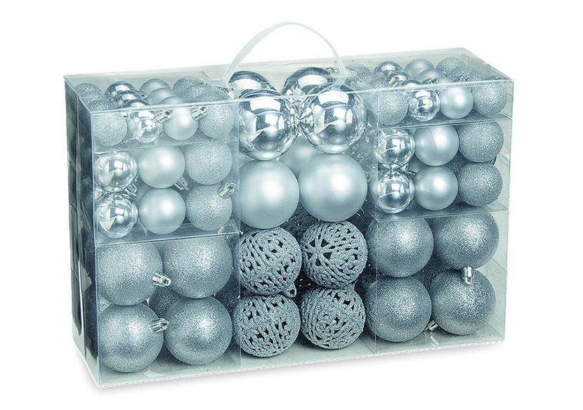 Ornements de Noël - 100 boules en plastique argentées 3/4/6cm - 10023309 - WURM Ornements de Noël - 100 boules en plastique argentées 3/4/6cm - 10023309 - WURM
