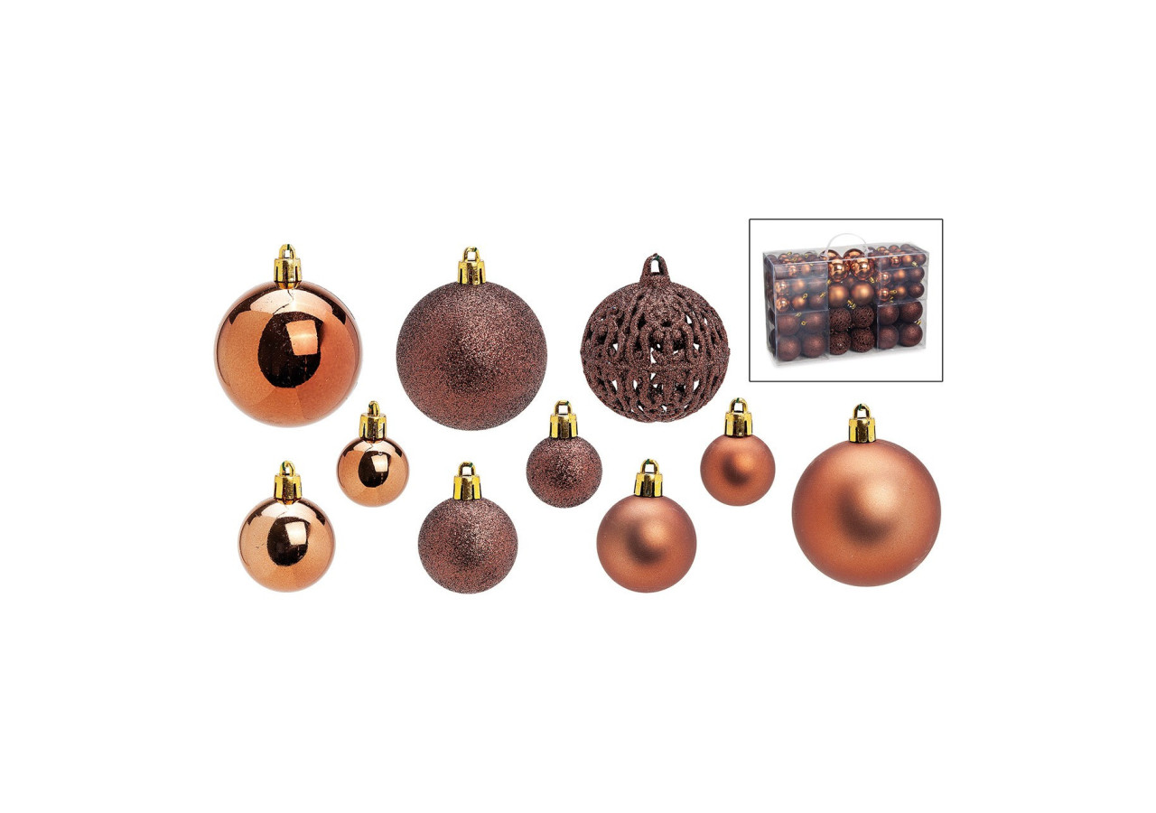Boules de Noël en Plastique - Set de 100 Brunes (3/4/6cm) - 10023308 - WURM