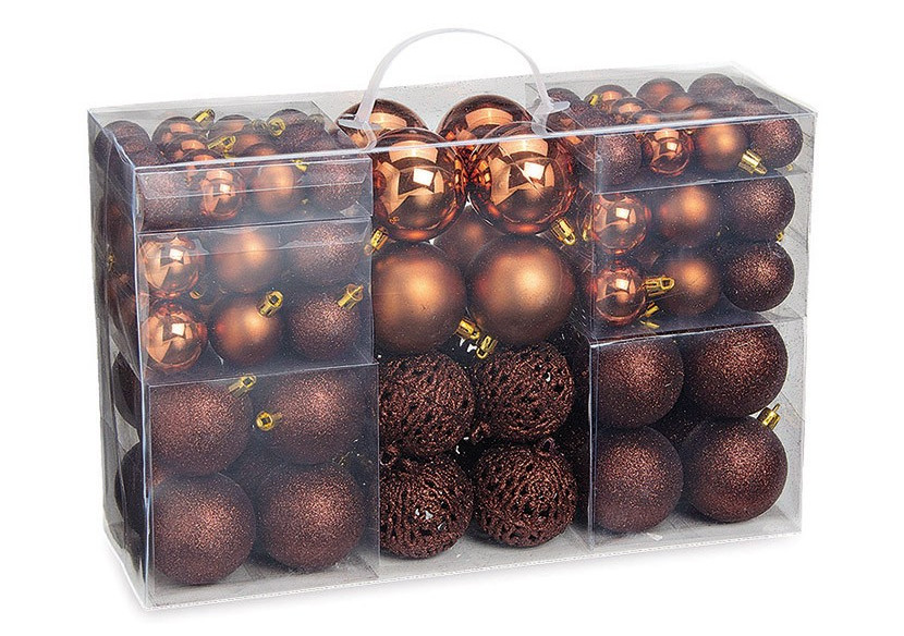 Boules de Noël en Plastique - Set de 100 Brunes (3/4/6cm) - 10023308 - WURM