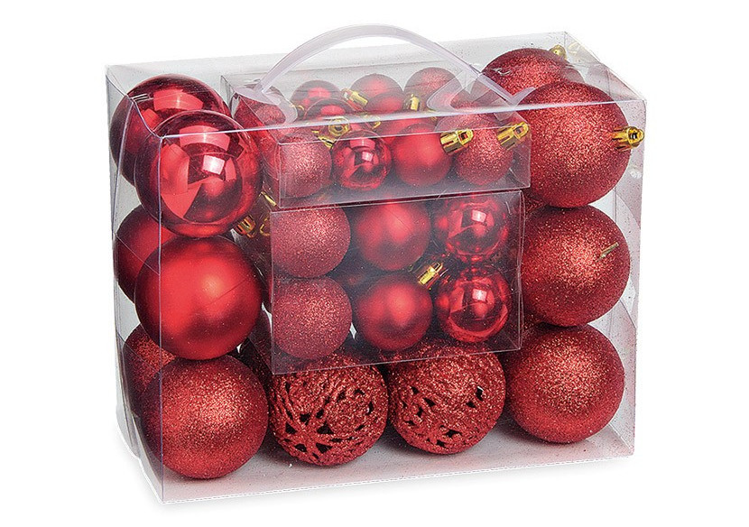 Boules de Noël en Plastique - Set de 50 Rouges (3/4/6cm) - 10023307 - WURM