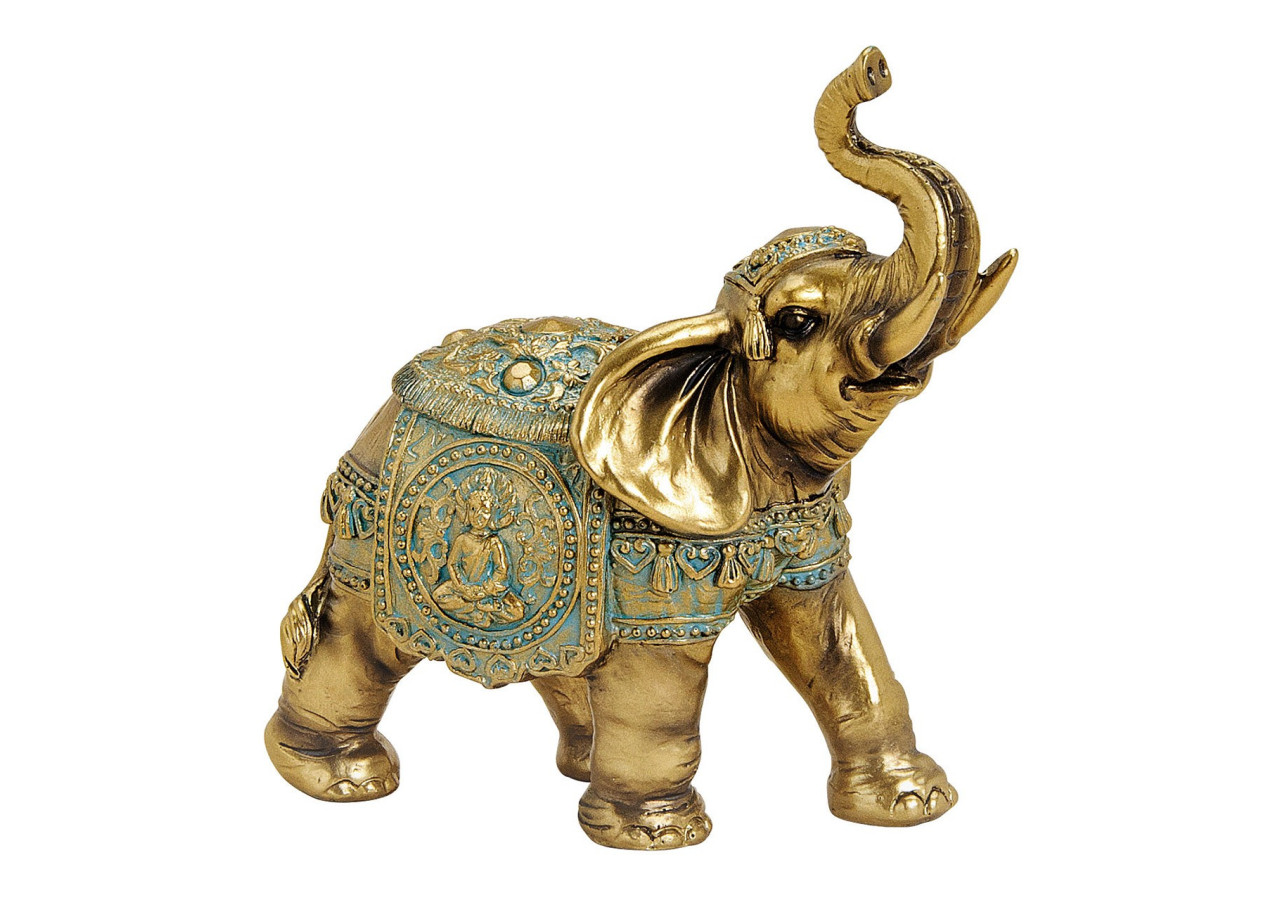 Éléphant décoratif en poly - Or, 15 x 16 x 7 cm - 10022841 - WURM