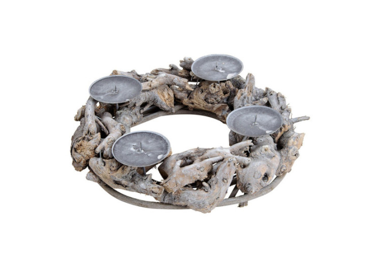 Couronne de l'Avent en bois - Gris, 30 x 9 x 30 cm - 10022549 - WURM