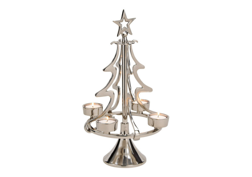 Support à Bougies Tannenbaum - Décor en Métal pour 4 Bougies Argentées - 10022358 - WURM