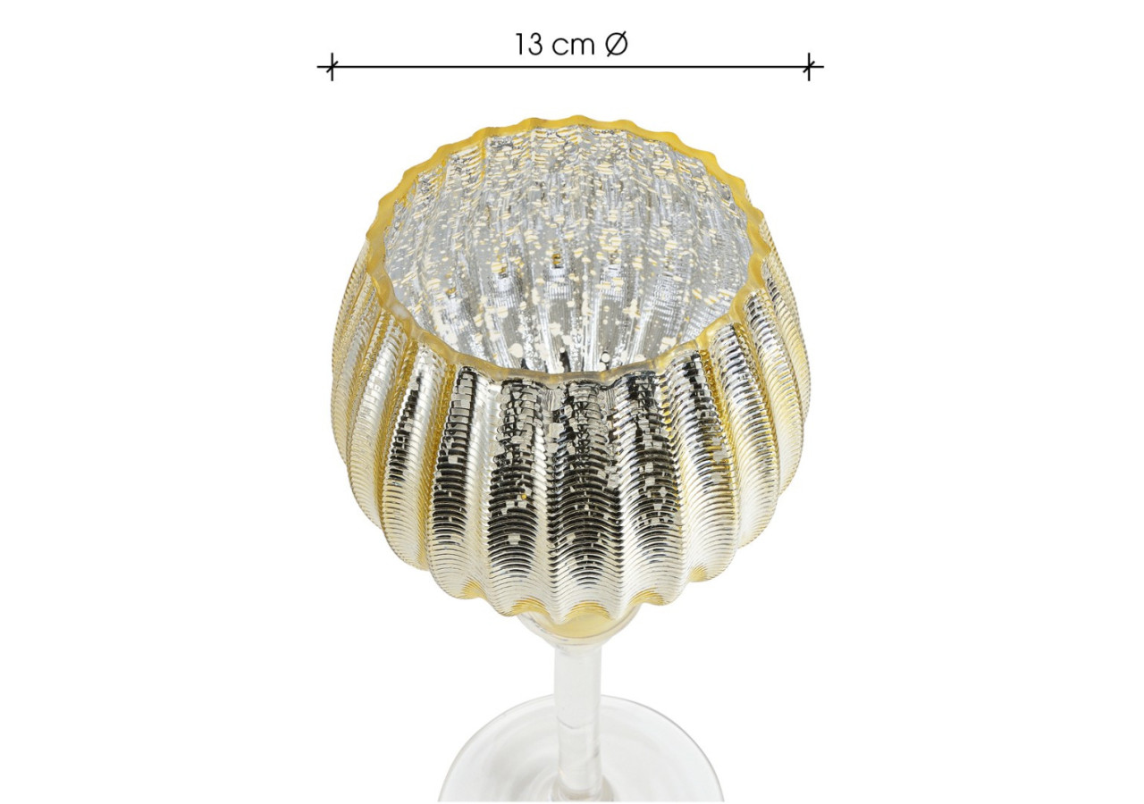Set de Bougies en Verre Doré - Design Ridé, 3 pièces de 30 à 40cm - 10022119 - WURM