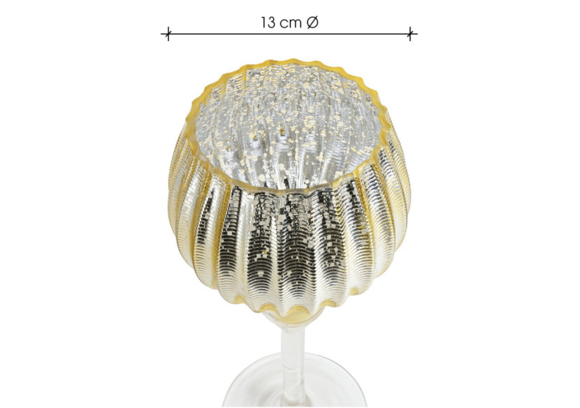 Set de Bougies en Verre Doré - Design Ridé, 3 pièces de 30 à 40cm - 10022119 - WURM