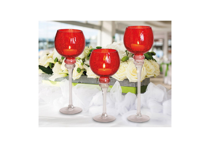 Set de Bougies Cracking Rouge - 3 pièces de 30 à 40cm - 10022117 - WURM