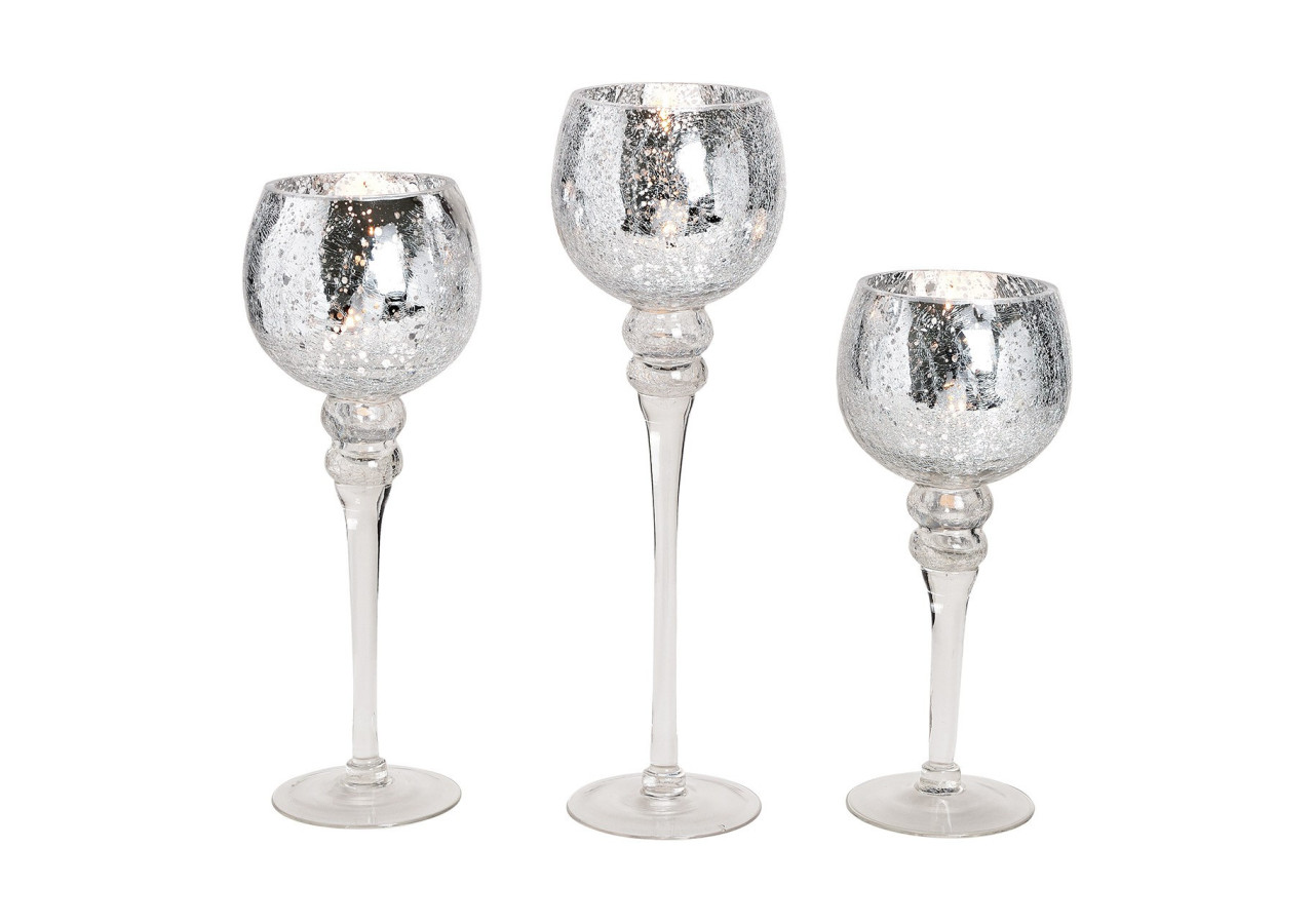 Set de Bougies Cracking Argent - 3 pièces de 30 à 40cm - 10022115 - WURM