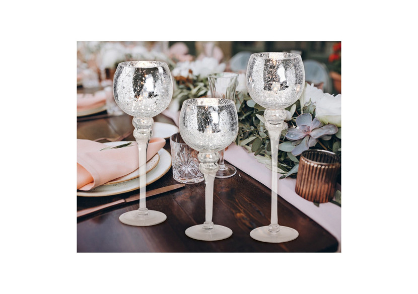 Set de Bougies Cracking Argent - 3 pièces de 30 à 40cm - 10022115 - WURM
