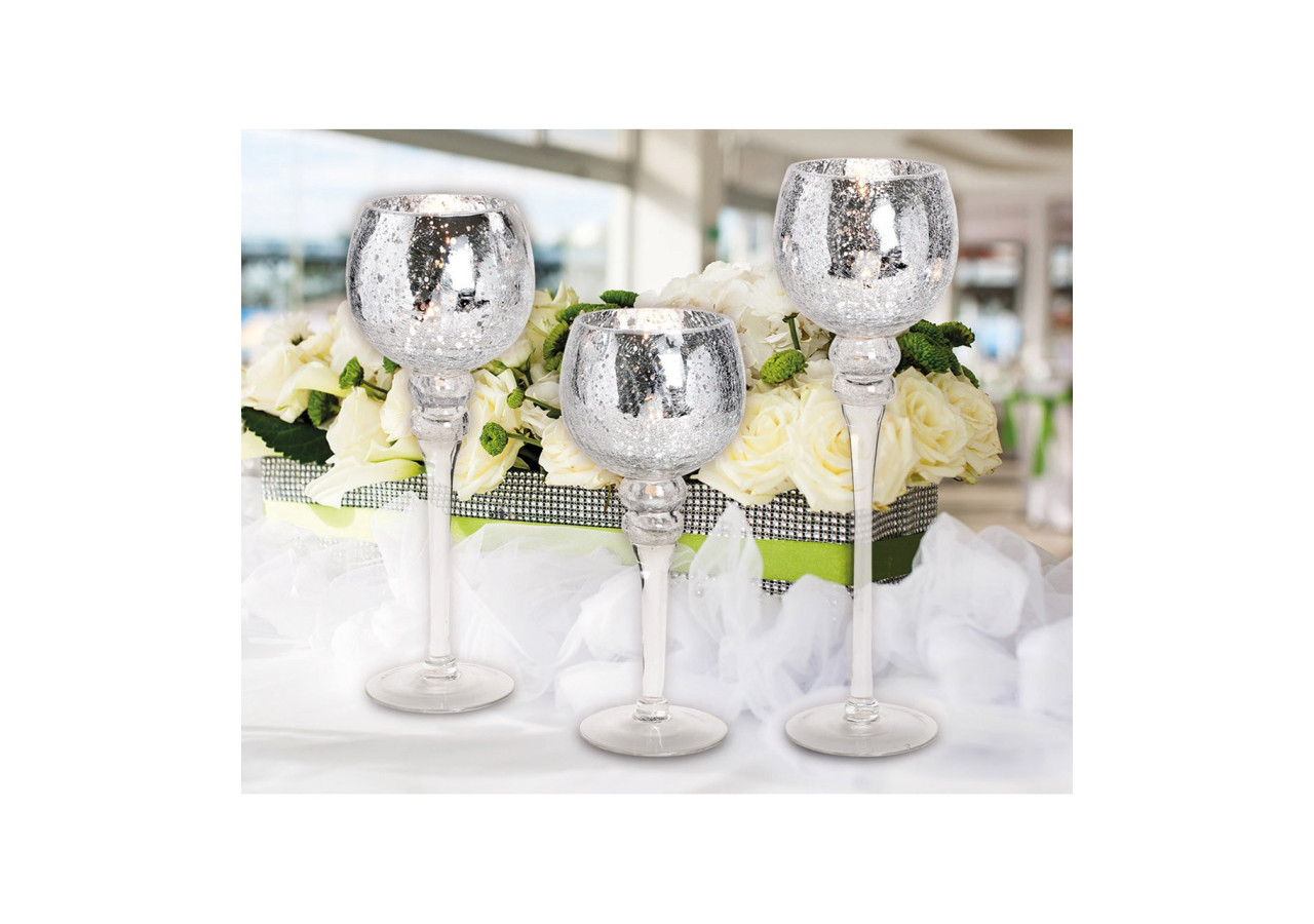 Set de Bougies Cracking Argent - 3 pièces de 30 à 40cm - 10022115 - WURM