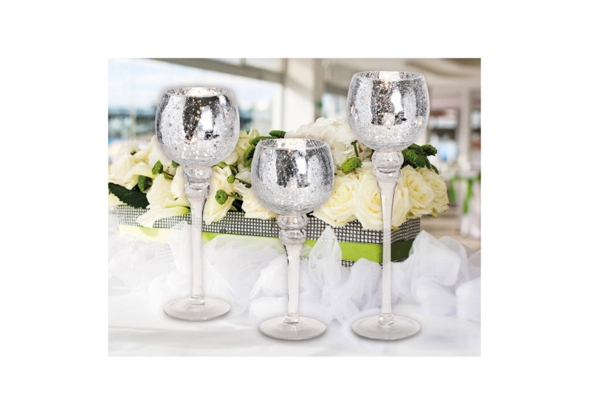 Set de Bougies Cracking Argent - 3 pièces de 30 à 40cm - 10022115 - WURM