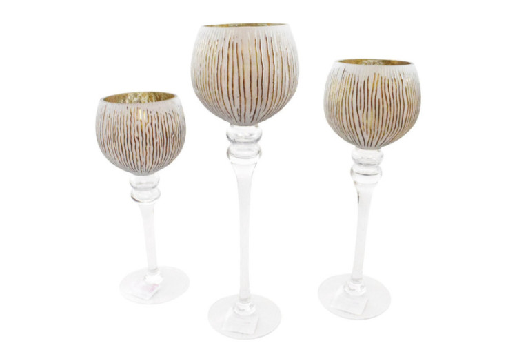 Set de Bougies en Verre - Design Ridé, 3 pièces de 30 à 40cm - 10022114 - WURM