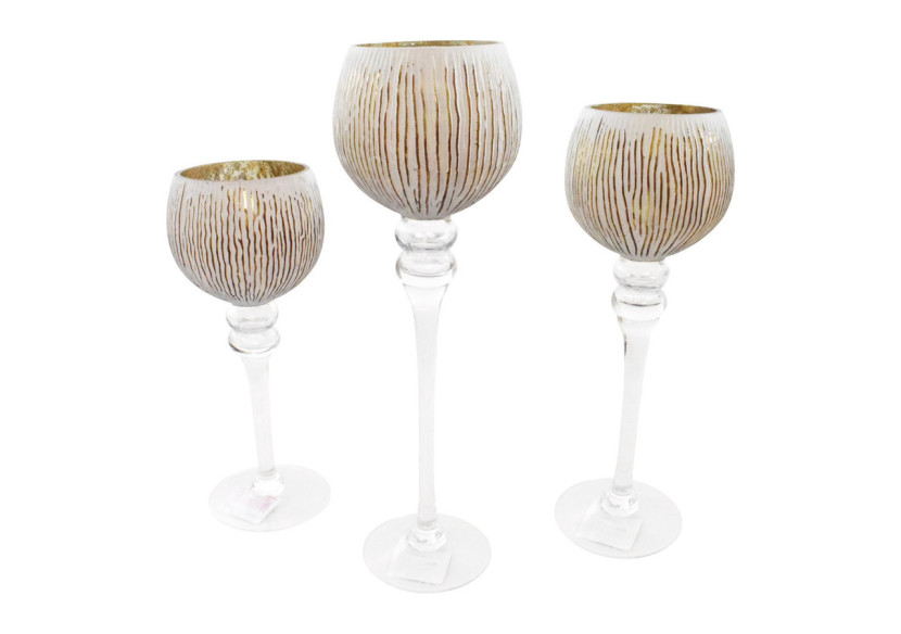 Set de Bougies en Verre - Design Ridé, 3 pièces de 30 à 40cm - 10022114 - WURM